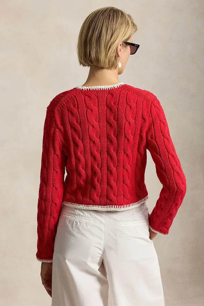 Polo Ralph Lauren жилетка дамска памучна COTTON-SWEATER-CARDIGAN червена 211A12716002