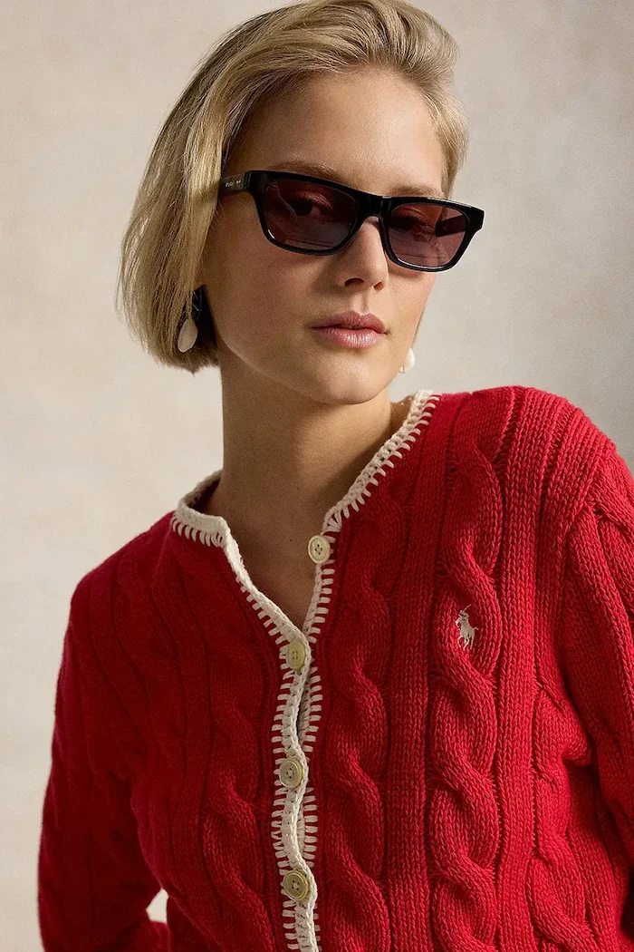 Polo Ralph Lauren жилетка дамска памучна COTTON-SWEATER-CARDIGAN червена 211A12716002