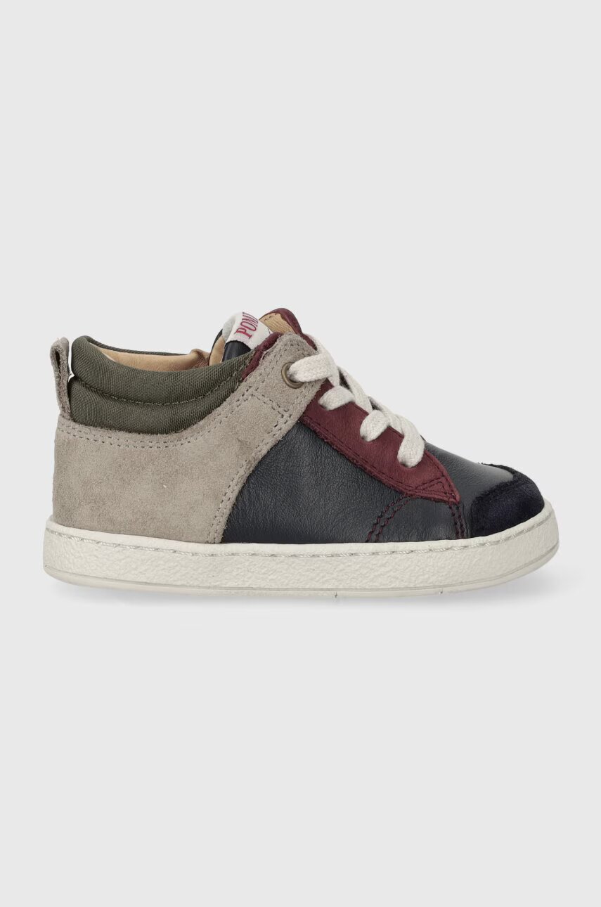 Pom D'api Детски половинки обувки от кожа MOUSSE ZIP TREK