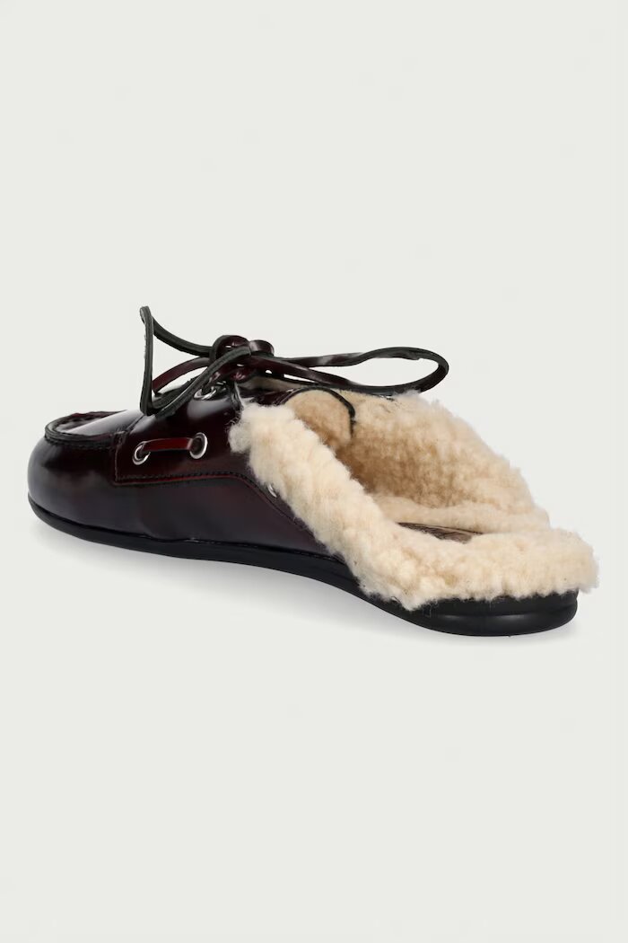 posa пантофи дамски от кожа Boat Loafer Mule бордо PW104.501