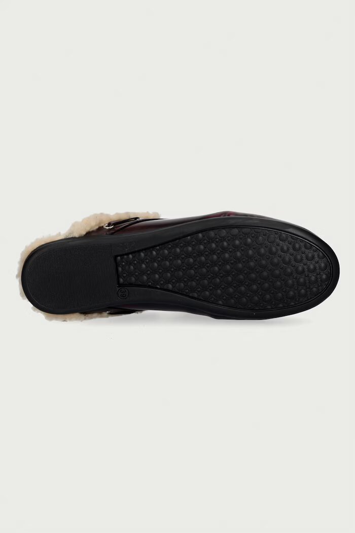 posa пантофи дамски от кожа Boat Loafer Mule бордо PW104.501