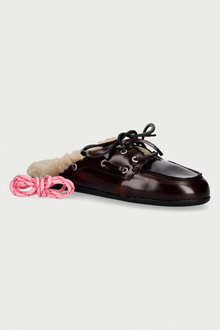 posa пантофи дамски от кожа Boat Loafer Mule бордо PW104.501