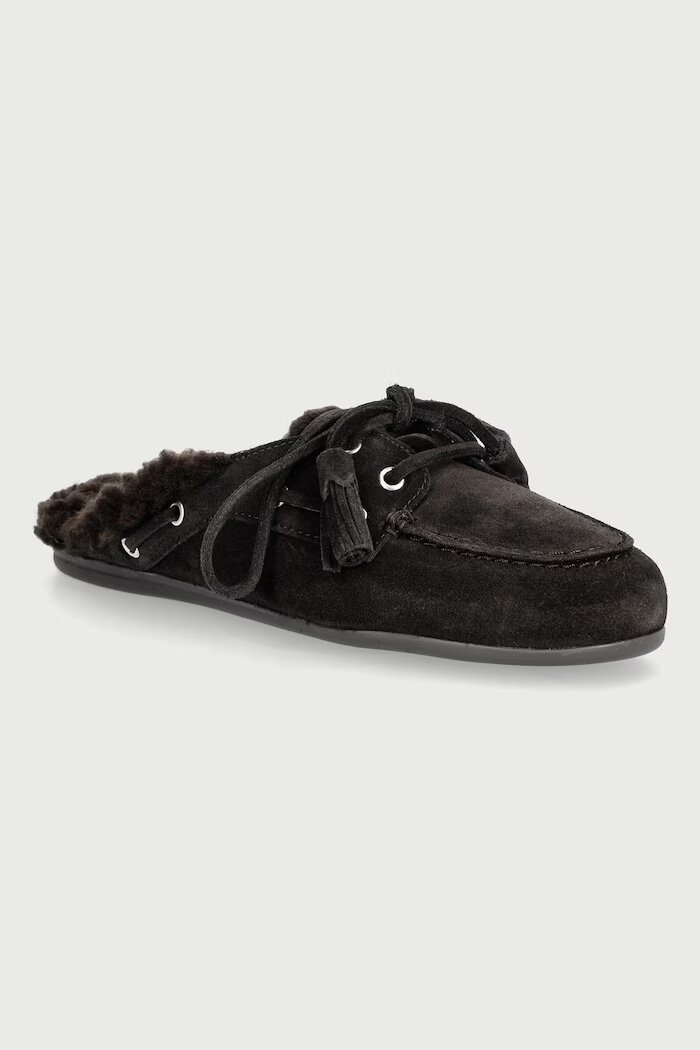posa пантофи дамски от велур Boat Loafer Mule кафяви PW108.220