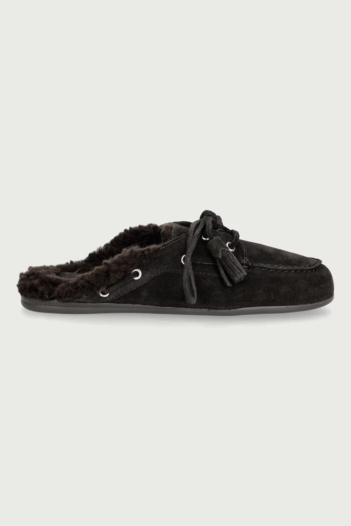 posa пантофи дамски от велур Boat Loafer Mule кафяви PW108.220