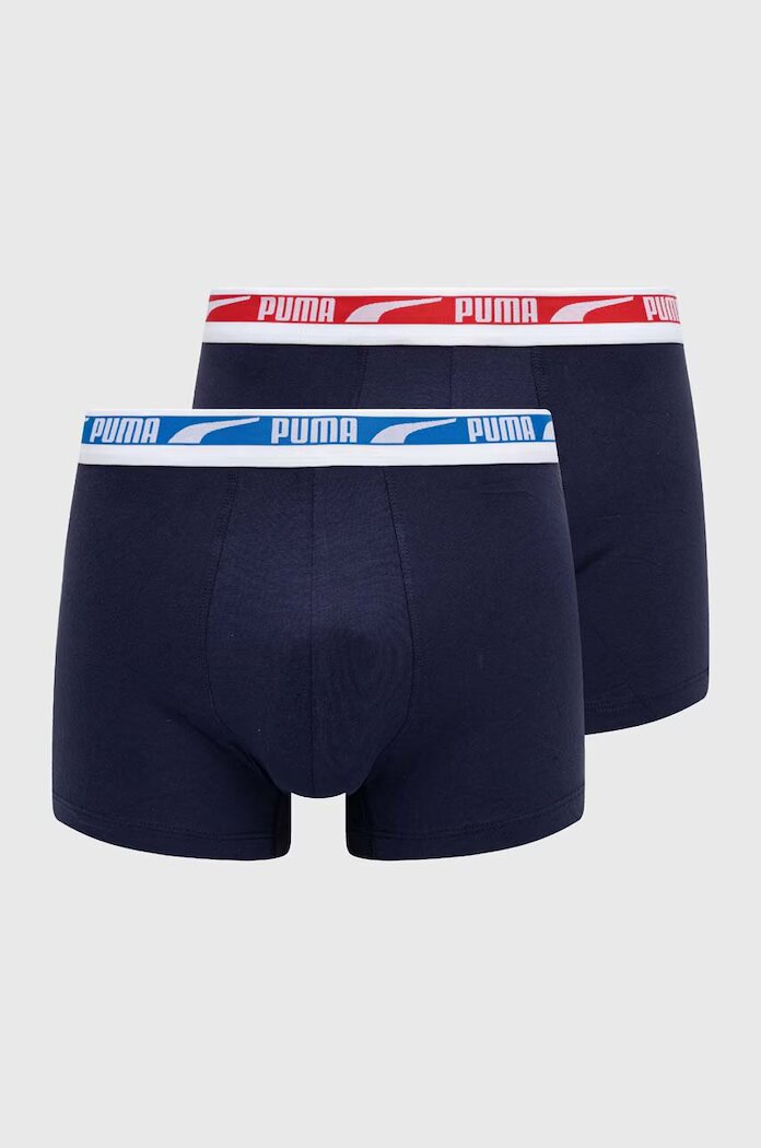 Puma боксерки мъжки от памук с еластан Everyday Logo 2 броя тъмносини 938325