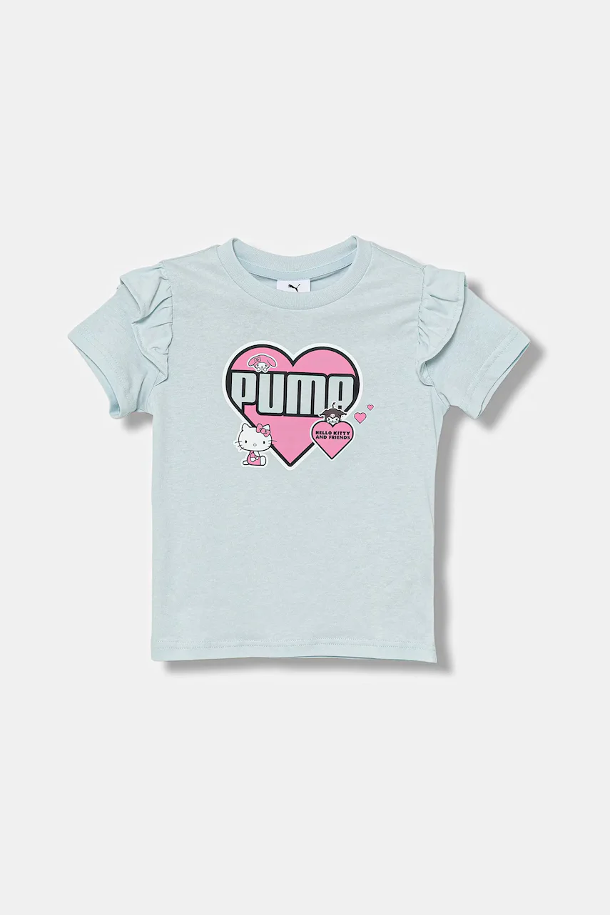 Puma Детска памучна тениска X HELLO KITTY & FRIENDS Ruffle Tee