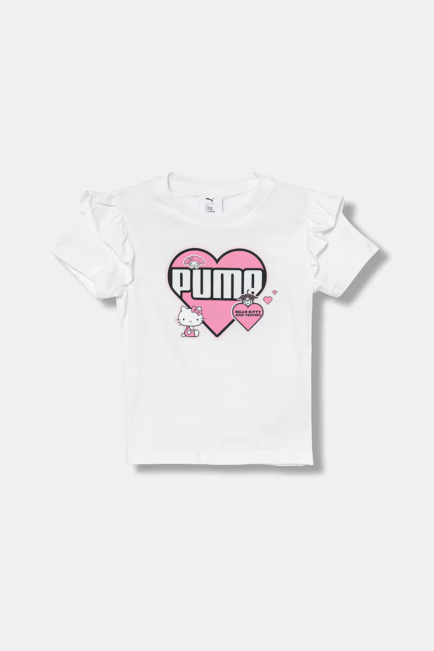 Puma Детска памучна тениска X HELLO KITTY & FRIENDS Ruffle Tee