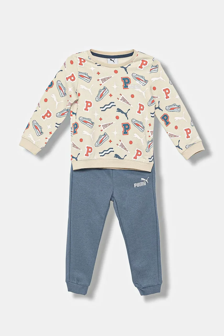 Puma Детски анцуг MINICATS AOP Crew Set FL INF