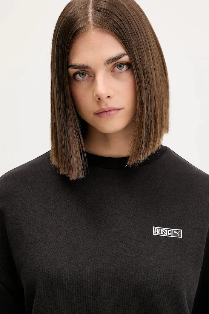 Puma Памучен суичър x ROSÉ в черно с изчистен дизайн 633803