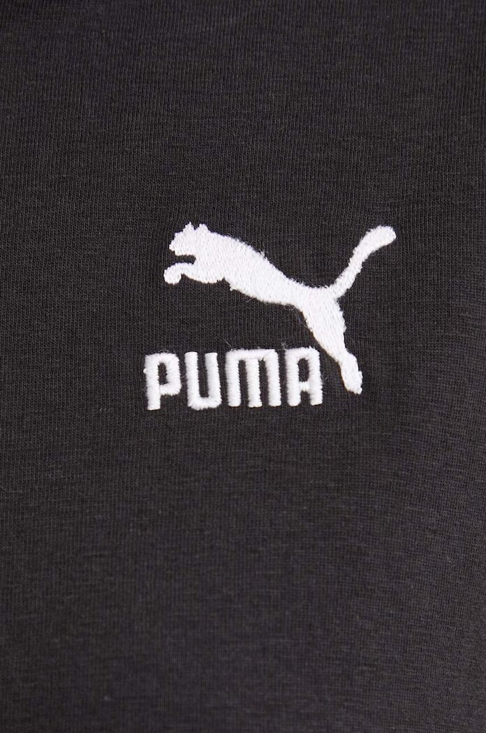 Puma Памучна рокля BETTER CLASSIC в черно къса с уголемена кройка 624232