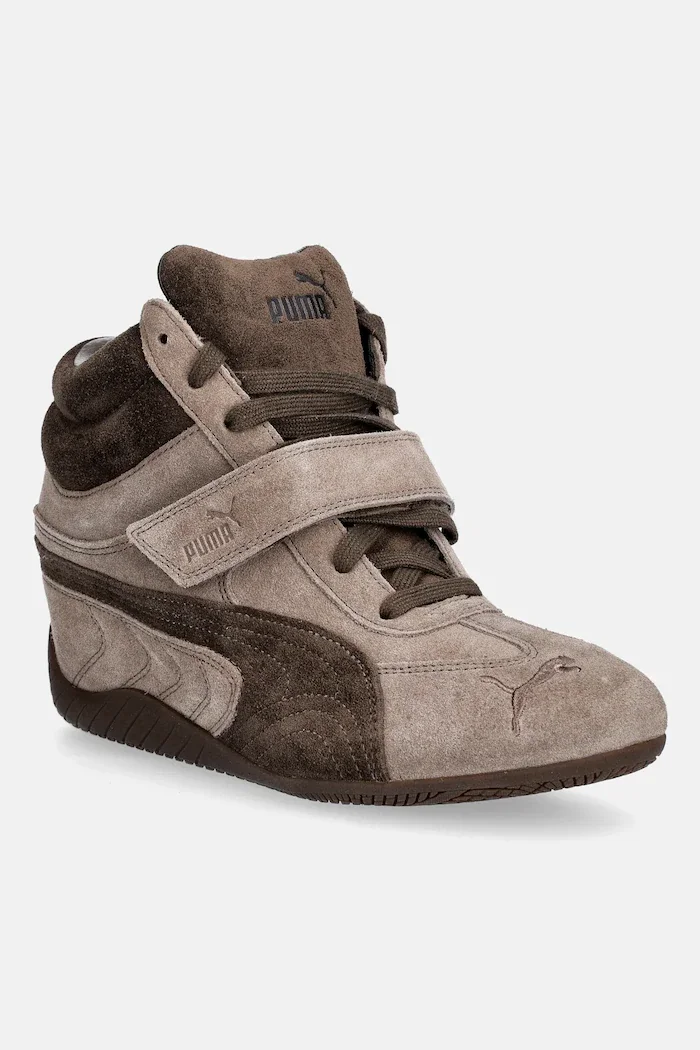 Puma Speedcat Wedge маратонки дамски от велур кафяви 407878