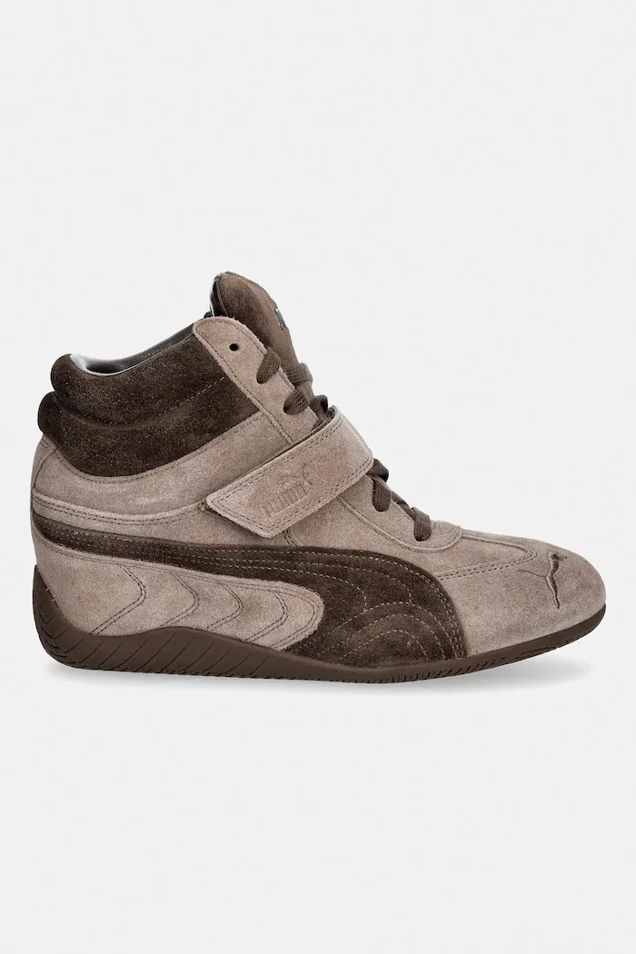 Puma Speedcat Wedge маратонки дамски от велур кафяви 407878