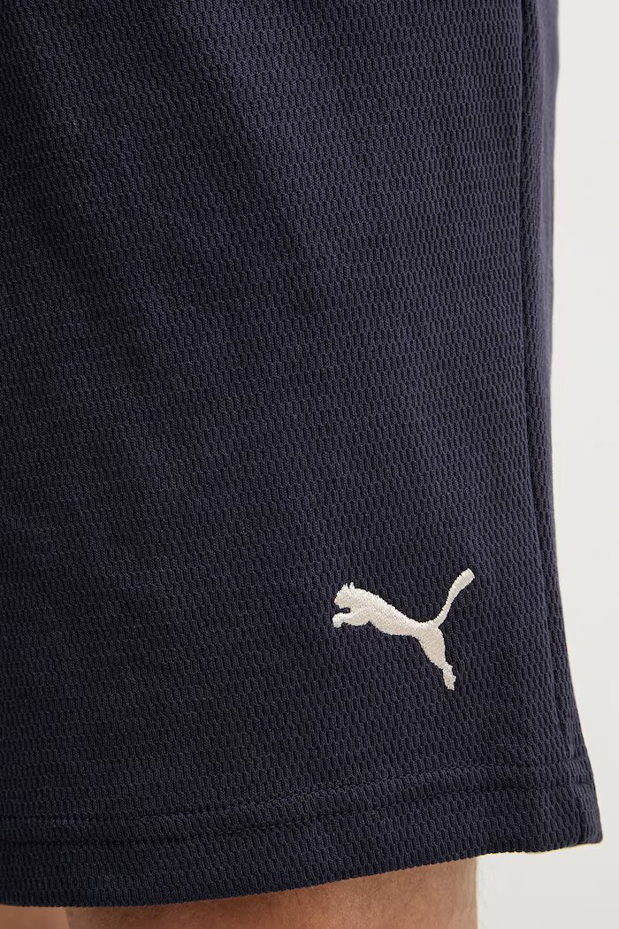 Puma спортен къс панталон мъжки от памук Essential Elevated тъмносин със стандартна талия 692021