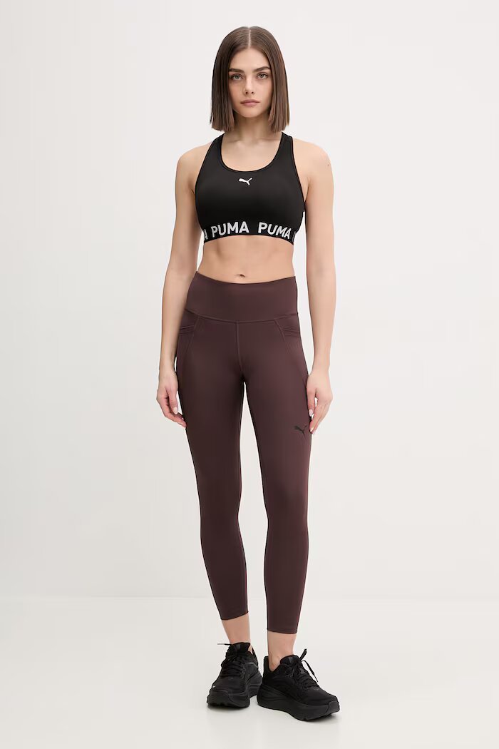 Puma спортен клин дамски Essential Tight кафяв с висока талия 525899