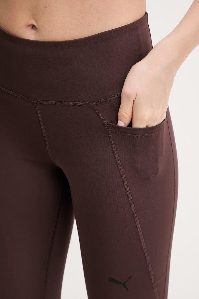 Puma спортен клин дамски Essential Tight кафяв с висока талия 525899