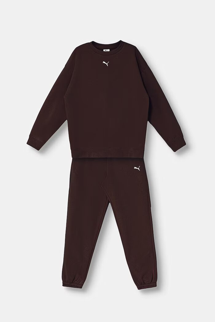 Puma спортен комплект анцуг за деца с памук Loungewear Sweat Suit кафяв 689727