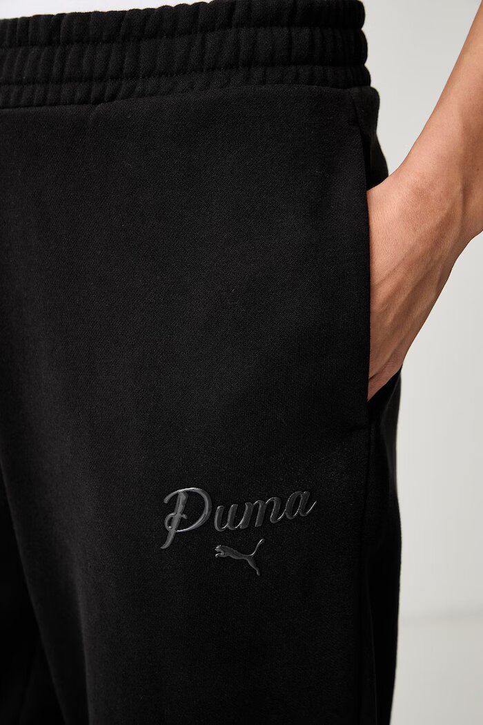 Puma спортен панталон дамски с памук Essentials черен с висока талия 694067