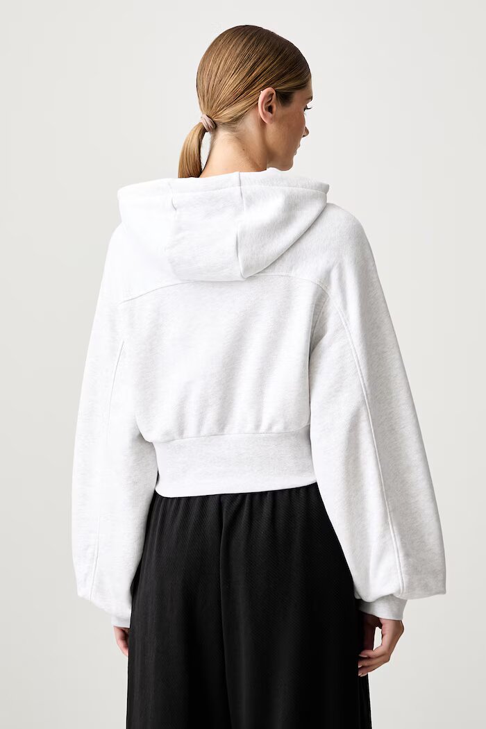 Puma суичър с качулка дамски от памук Essentials Cropped Balloon сив 636671