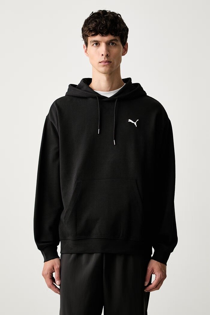 Puma суичър с качулка мъжки с памук Essentials Elevated черен 694309