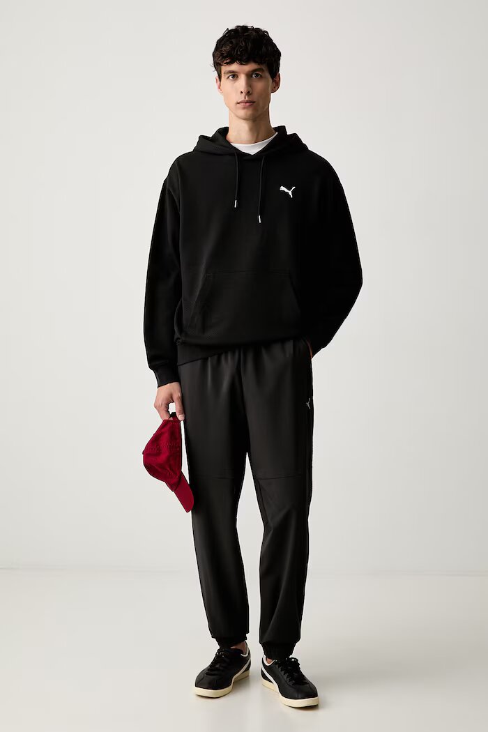 Puma суичър с качулка мъжки с памук Essentials Elevated черен 694309