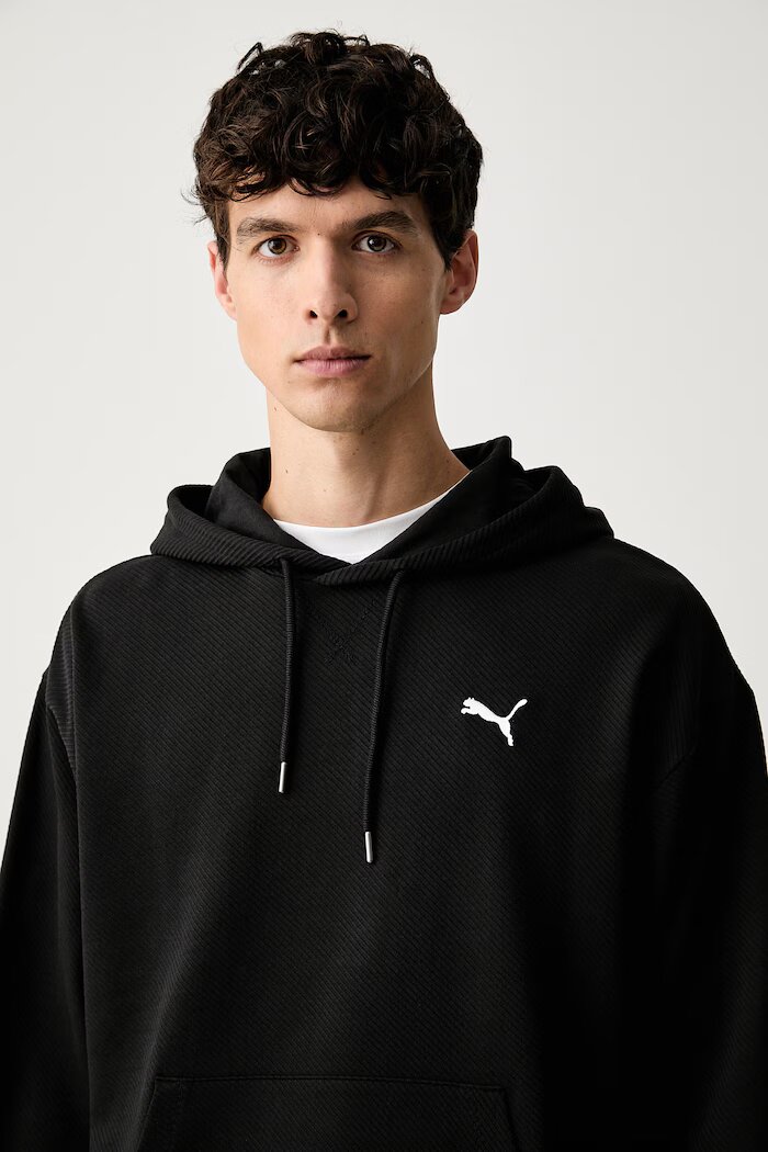 Puma суичър с качулка мъжки с памук Essentials Elevated черен 694309