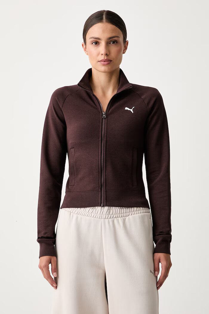 Puma суичър с цип дамски Essentials Slim кафяв 634323