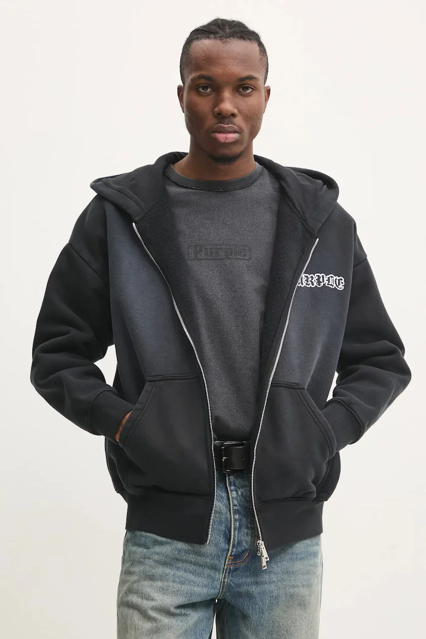 PURPLE BRAND Памучен суичър HWT FLEECE ZIP FRONT HOODY