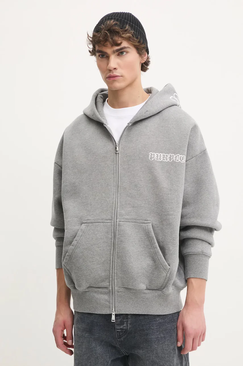 PURPLE BRAND Памучен суичър HWT FLEECE ZIP FRONT HOODY