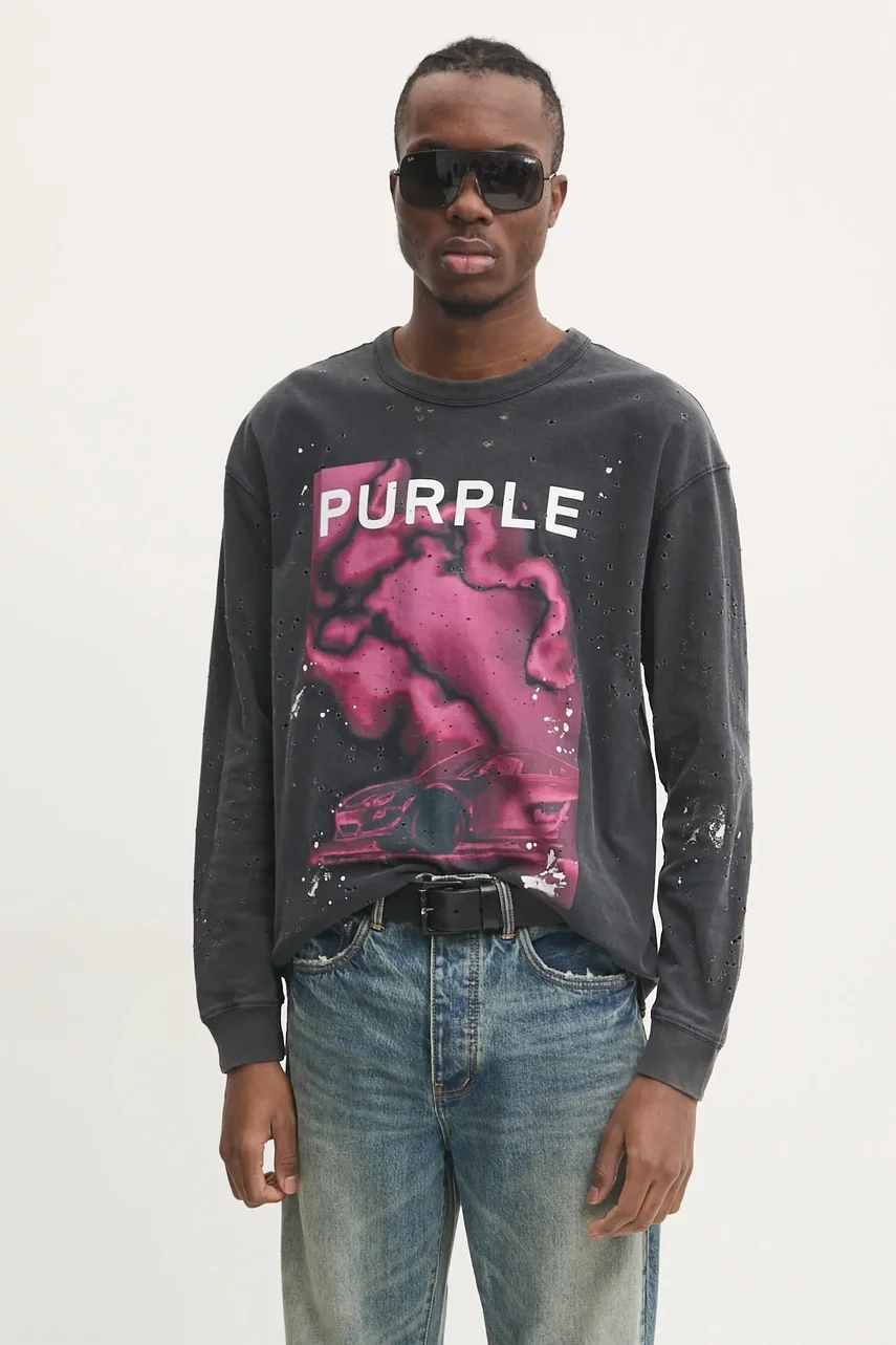 PURPLE BRAND Памучна блуза с дълги ръкави TEXTURED JERSEY LS TEE