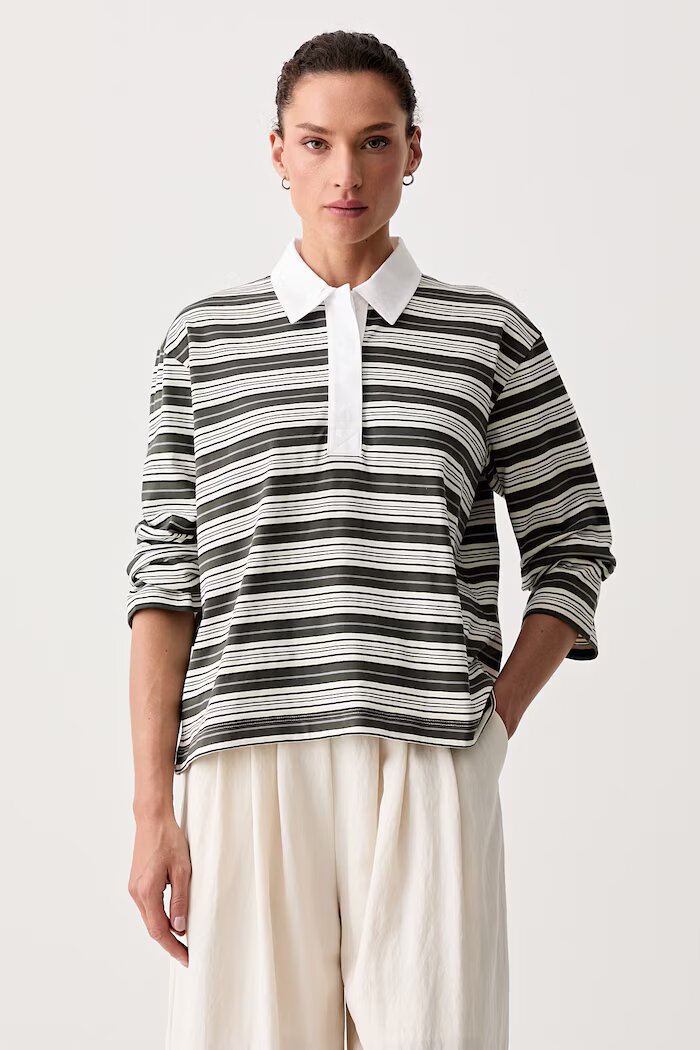 rag & bone блуза с дълги ръкави дамска от памук Kelly зелена RE5M32PT3KW