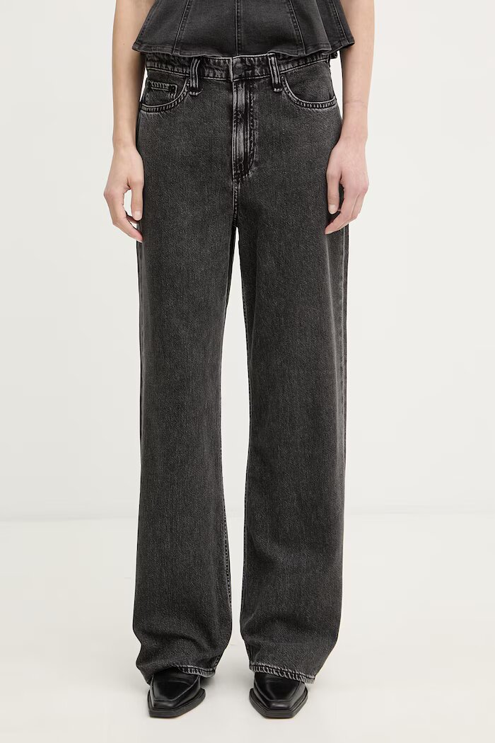 rag & bone дънки wide leg дамски Logan черни RJ2525H1FAN