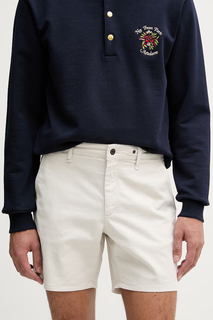 rag & bone къс панталон мъжки с памук бежов със стандартна талия RX2626S9WCH