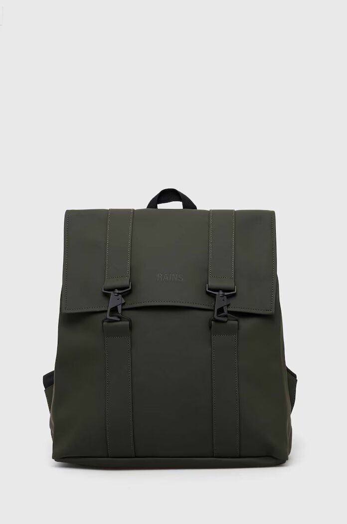 Rains Раница 13300 Backpacks в зелено голям размер с изчистен дизайн
