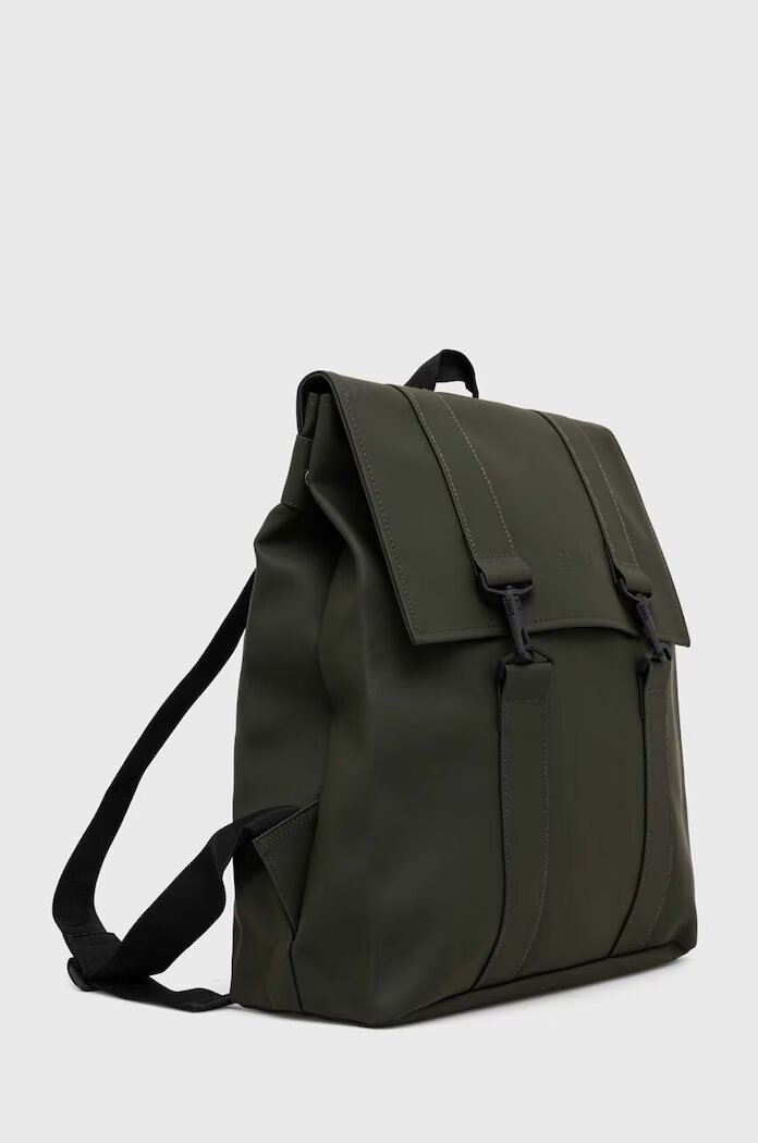 Rains Раница 13300 Backpacks в зелено голям размер с изчистен дизайн