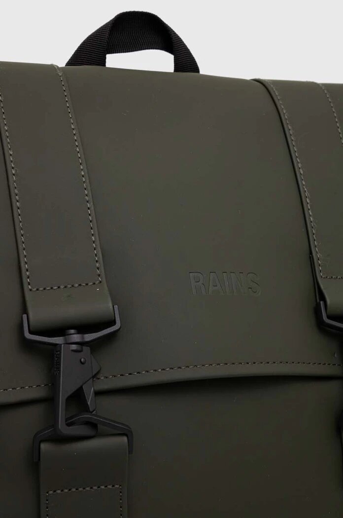 Rains Раница 13300 Backpacks в зелено голям размер с изчистен дизайн