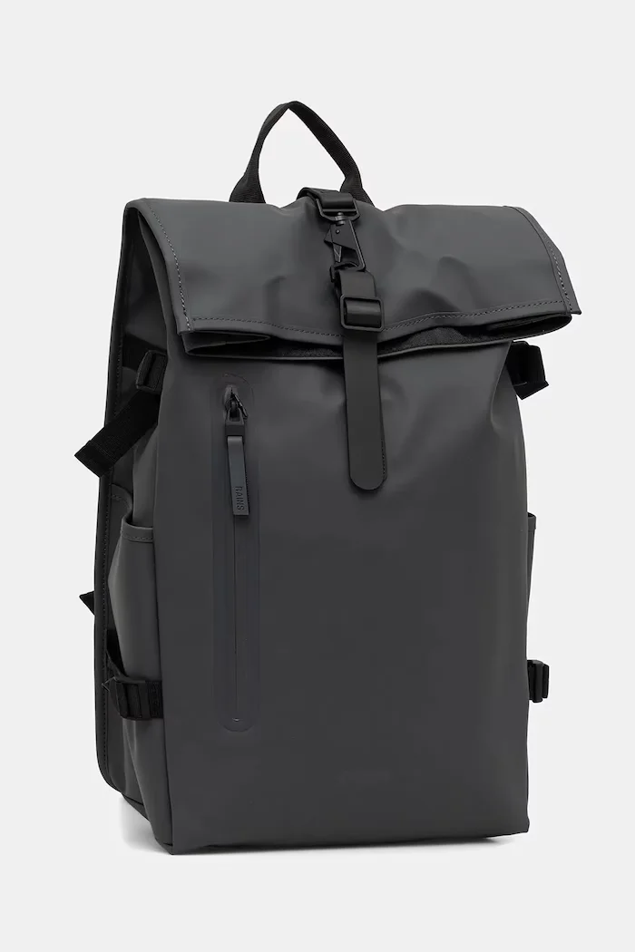 Rains Раница 14590 Rolltop Rucksack Large W3 в сиво голям размер с изчистен дизайн 14590