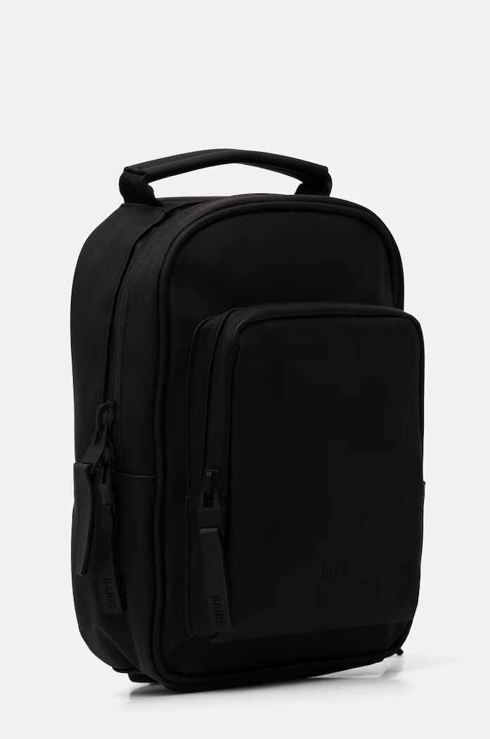 Rains Раница Book Daypack Mini W3 в черно малък размер с изчистен дизайн 13690-01