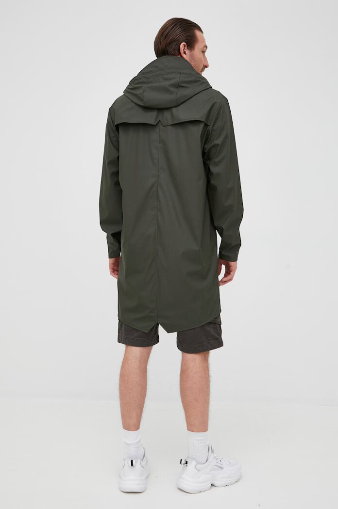 Rains Яке 12020 Long Jacket в зелено с преходна изолация