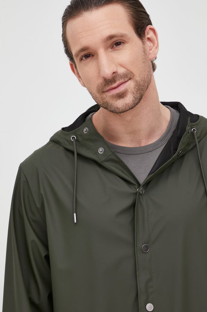 Rains Яке 12020 Long Jacket в зелено с преходна изолация