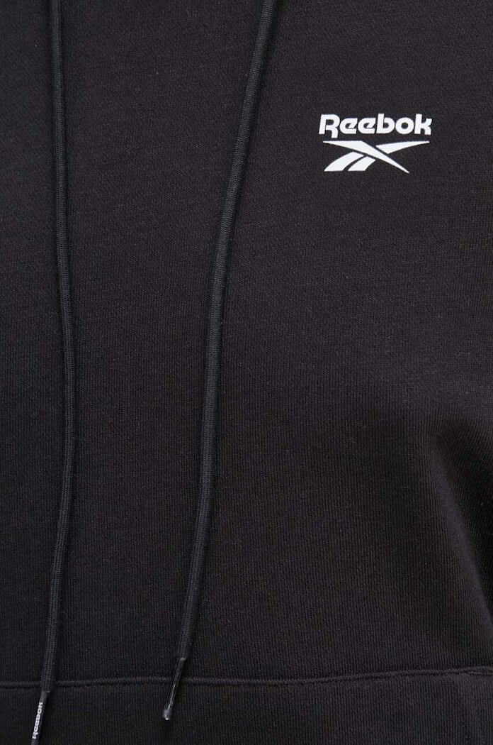 Reebok Суичър в черно с качулка с изчистен дизайн