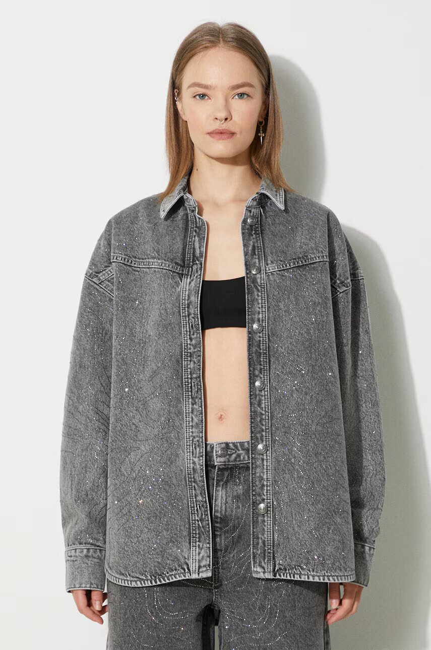 ROTATE Дънкова риза Rhinestone Denim Shirt