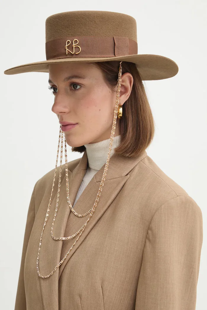 RUSLAN BAGINSKIY Капела Monogram-embellished Canotier Hat в кафяво CNT037-F-3CHA-9P-MRB