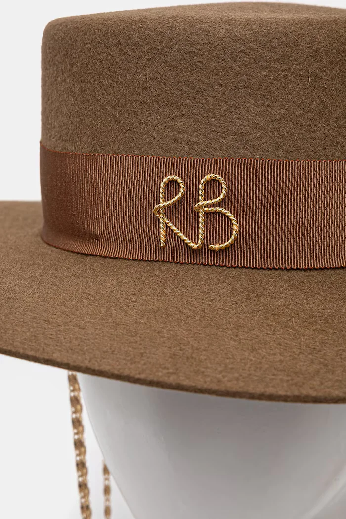 RUSLAN BAGINSKIY Капела Monogram-embellished Canotier Hat в кафяво CNT037-F-3CHA-9P-MRB