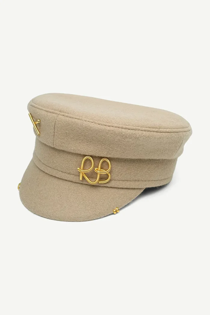 RUSLAN BAGINSKIY каскет дамски от вълнена материя Baker Boy Cap бежов KPC032-WP-PRS-TMRB