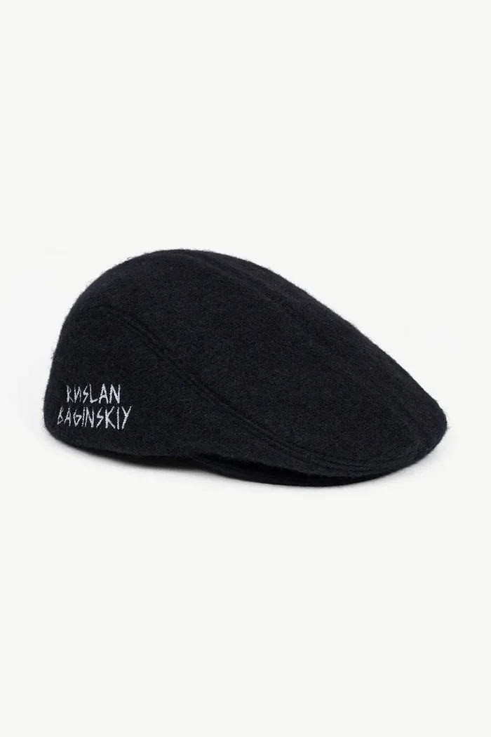 RUSLAN BAGINSKIY каскет дамски от вълнена материя Wool-blend Ivy Cap черен IVC033-WP-FL