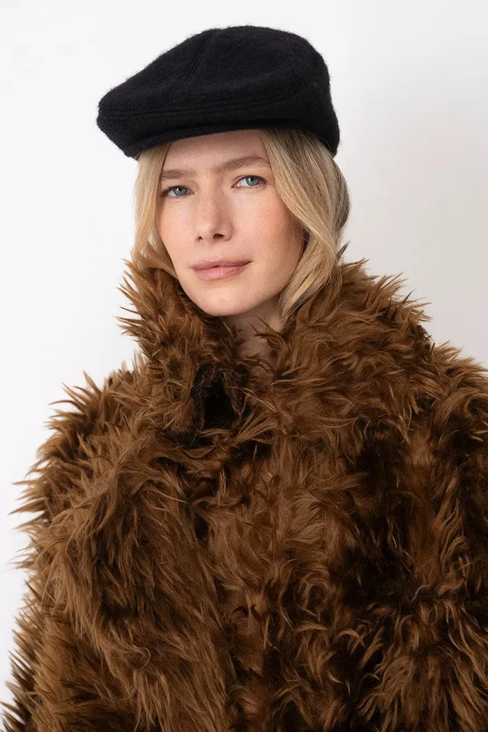RUSLAN BAGINSKIY каскет дамски от вълнена материя Wool-blend Ivy Cap черен IVC033-WP-FL