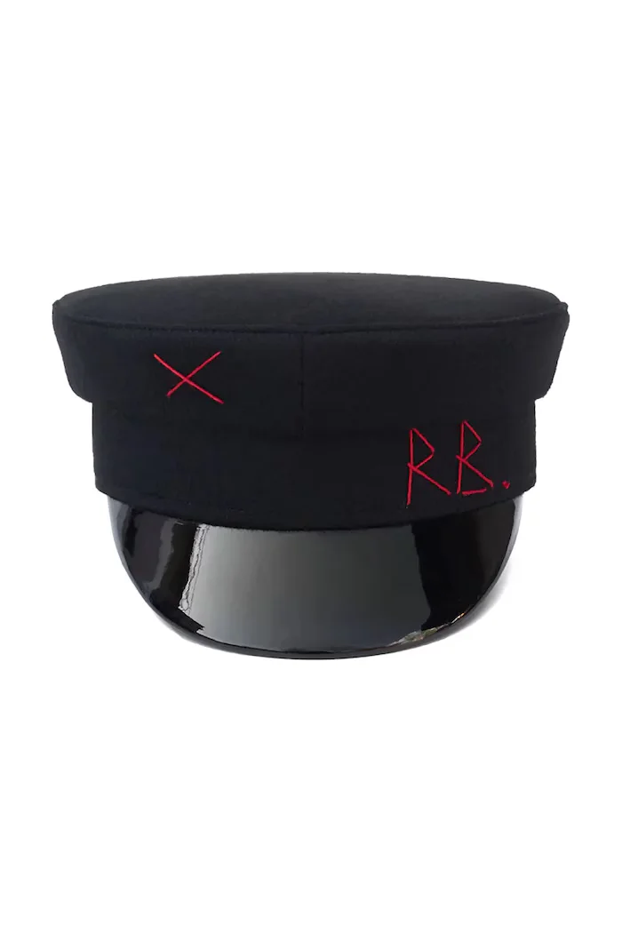 RUSLAN BAGINSKIY Памучен каскет Baker Boy Cap в черно KPC033-W