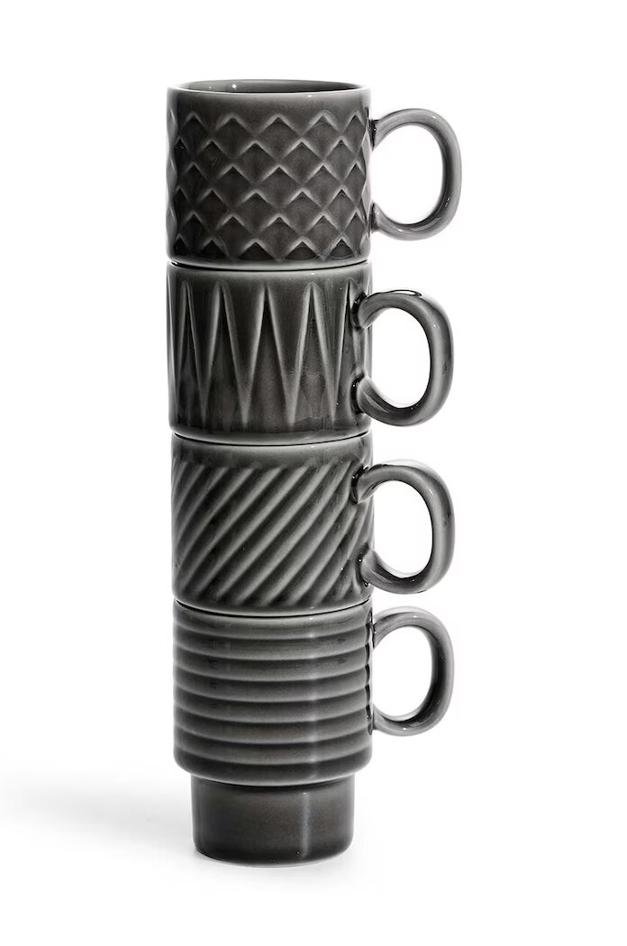 Sagaform Комплект чаши за еспресо Coffee & More 100 ml (4 броя) в сиво