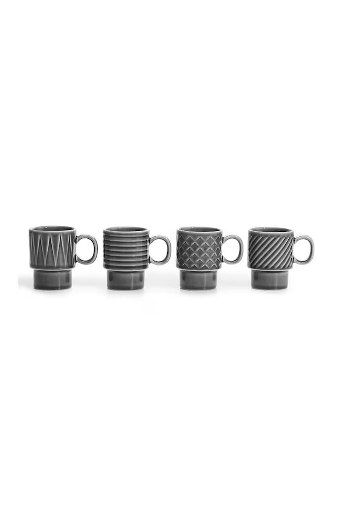 Sagaform Комплект чаши за еспресо Coffee & More 100 ml (4 броя) в сиво