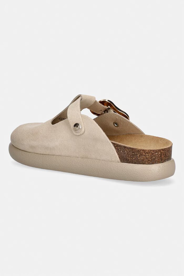 Scholl чехли сабо дамски от велур FLORA бежови F007601171